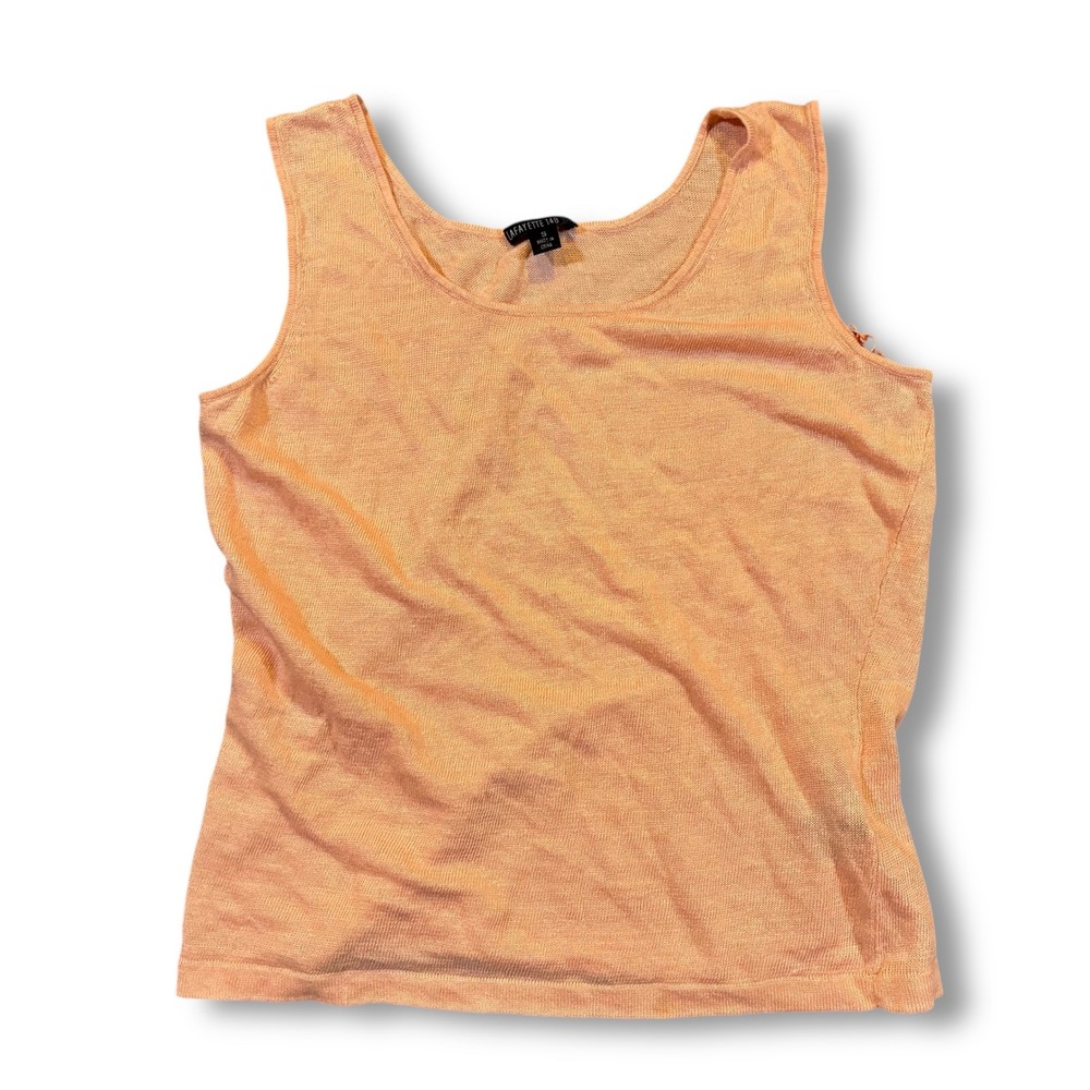 Lafayette 148 New York Linen Tank Top Sleeveless‎ Knit Peach Womens Size Small